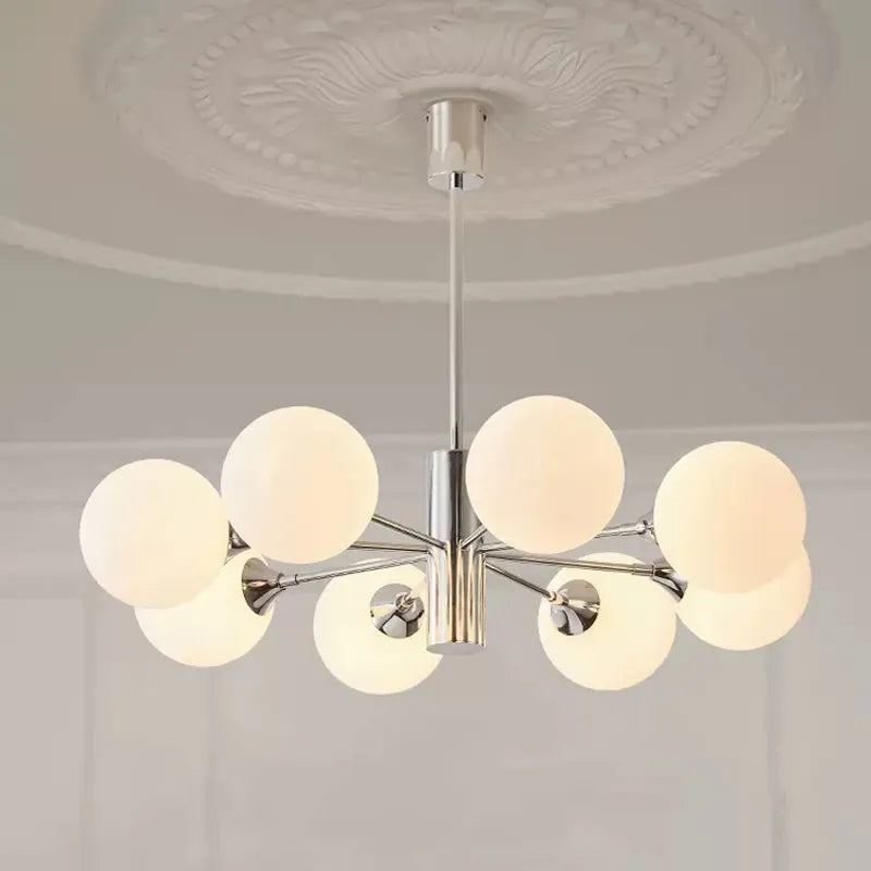 Lustre LED moderne pour chambre à coucher salle à manger lait blanc boule de verre cuisine décor à la maison