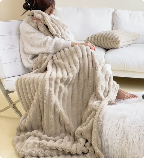 Plaid polaire épais doux style uni pour lit