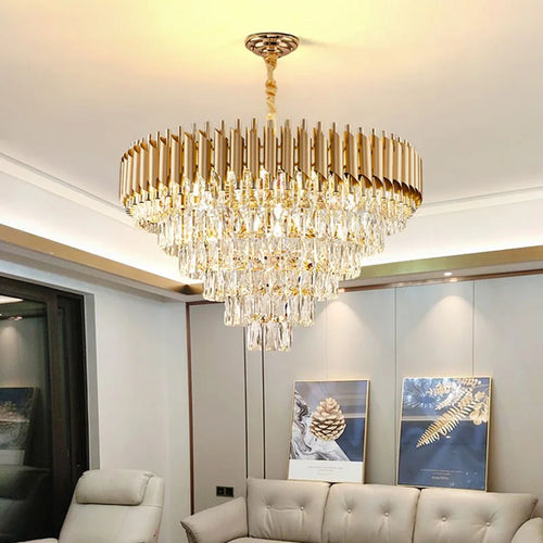 lustre en cristal luxueux avec éclairage led pour intérieur