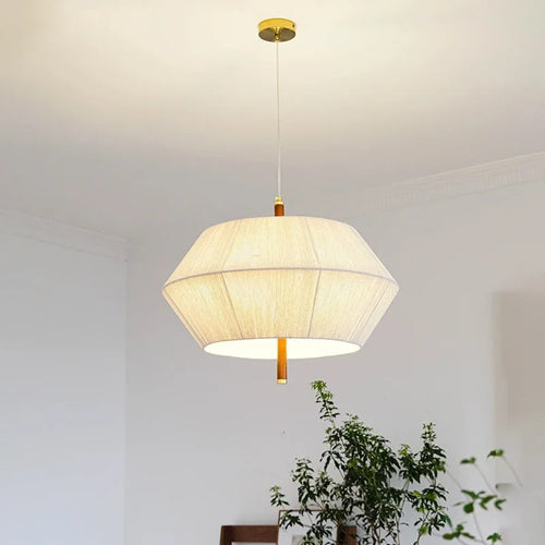 suspension nordique rétro en corde de chanvre et rotin à led - vue 2 sur 9