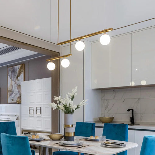 lustre design moderne abat-jour verre nordique éclairage bar luminaire suspendu - vue 3 sur 12