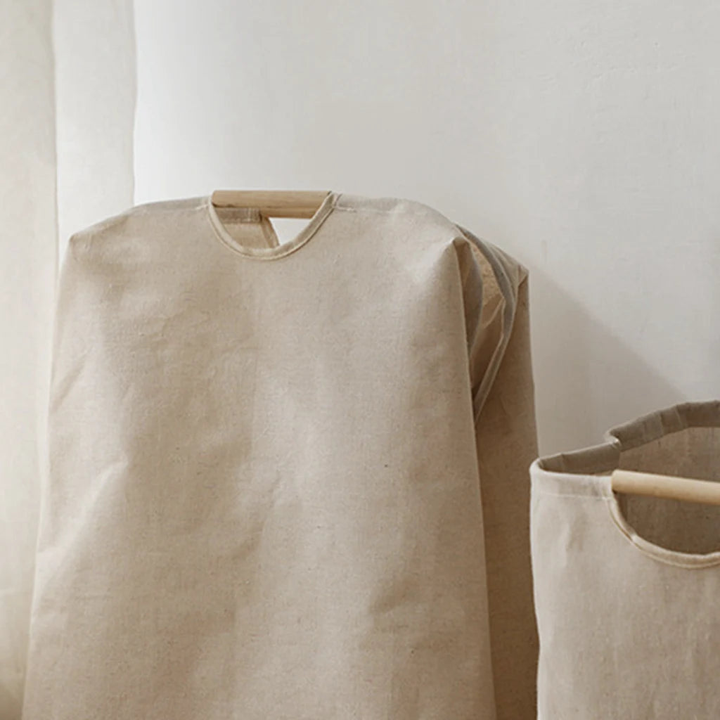 panier à linge pliable en coton et lin grande capacité étanche - vue 7 sur 7