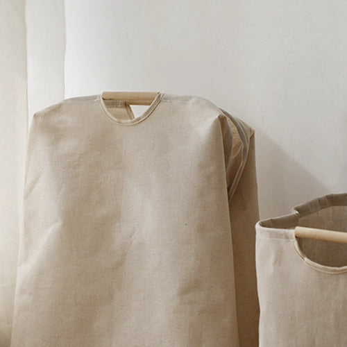 panier à linge pliable en coton et lin grande capacité étanche - vue 7 sur 7