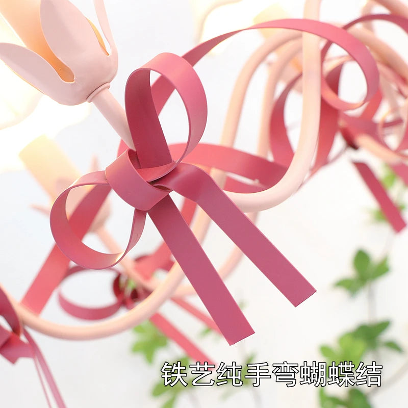 lustre mignon pour enfant style pastoral avec nœud - vue 6 sur 14