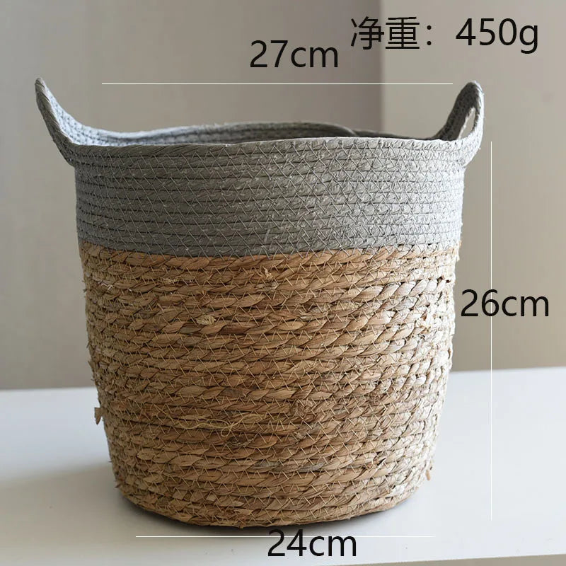 panier de rangement en paille pour décoration artisanale moderne - vue 12 sur 12