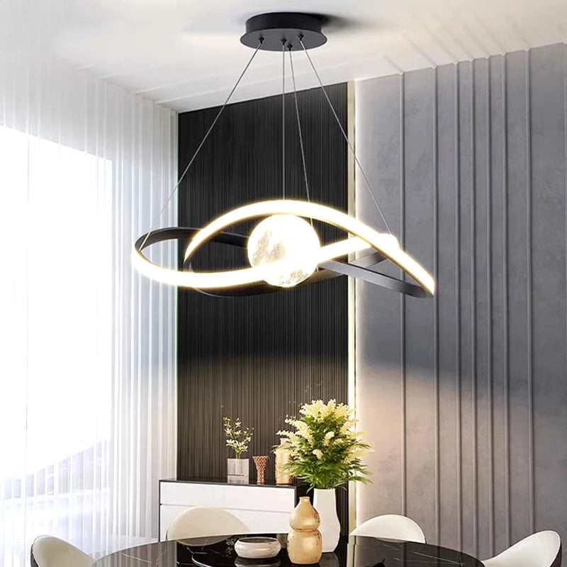 lustre nordique led lune lampe suspendue éclairage intérieur décoratif