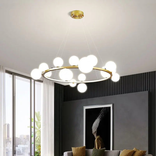 lustre en métal avec boule en verre pour décoration intérieure - vue 5 sur 25