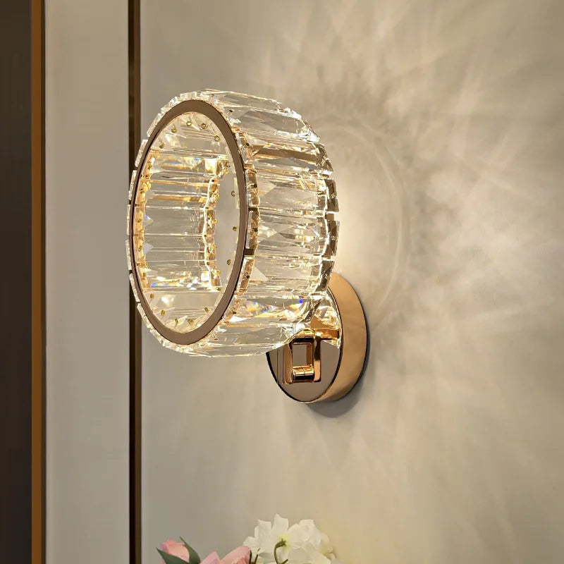 applique murale led ronde moderne en cristal de luxe