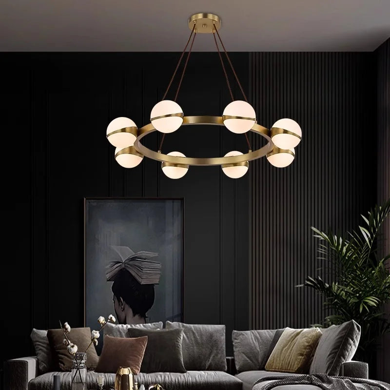 Lustre design rond avec boules LED