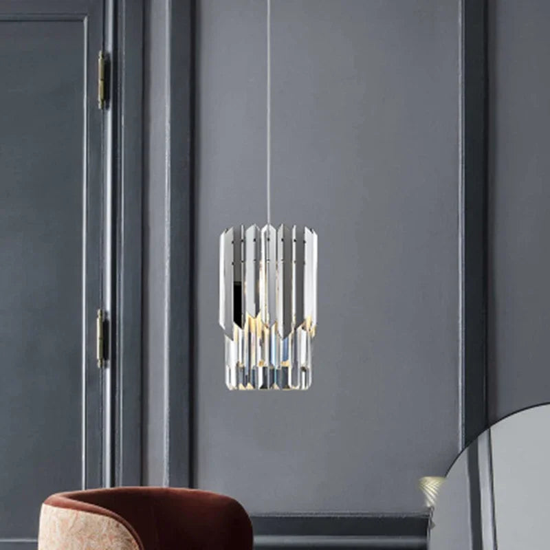 Lustre en cristal 20cm lumière ronde or Chrome pour salle à manger salon décoration cuisine décoratif Led plafonnier