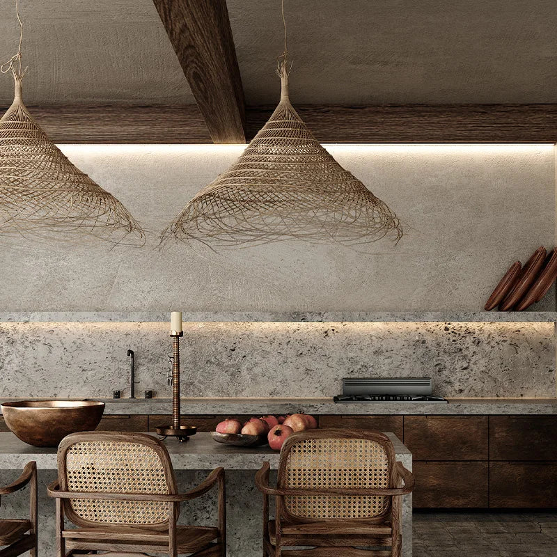 suspension rétro en bambou tissé pour décoration intérieure asiatique - vue 5 sur 8