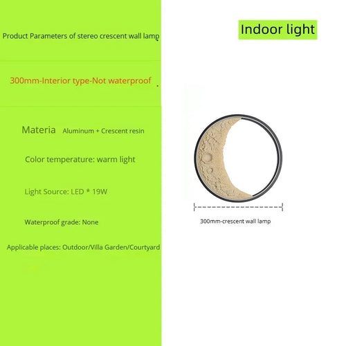 nouvelle applique murale lune led étanche moderne extérieur jardin résine - vue 14 sur 15