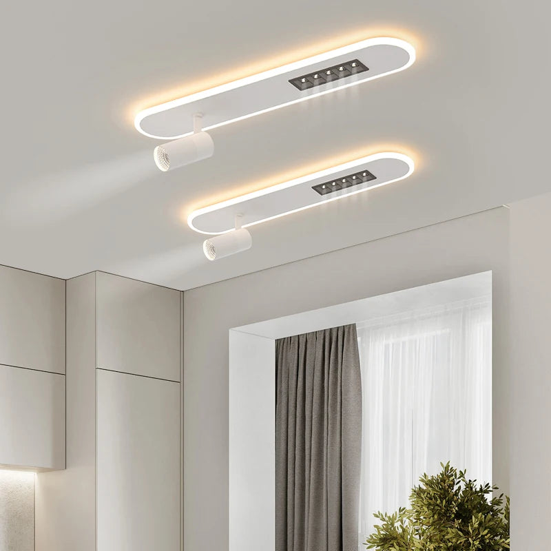 Plafonnier led nordique long pour intérieur avec projecteurs