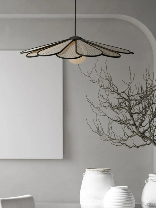 lustre créatif en rotin style japonais moderne pour intérieur élégant - vue 3 sur 8