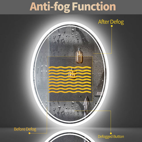miroir oval lumineux avec fonction antibuée et éclairage ajustable