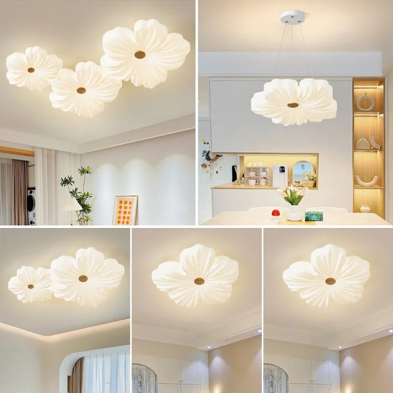 plafonnier led décoratif en forme de fleur style nordique