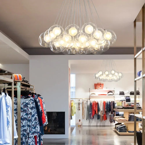 lustre moderne en verre à bulles led pour magasins - vue 3 sur 14