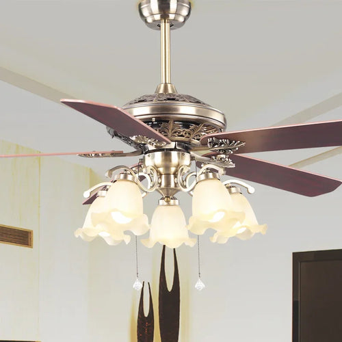 plafonnier ventilateur en bois rétro avec lumière et télécommande
