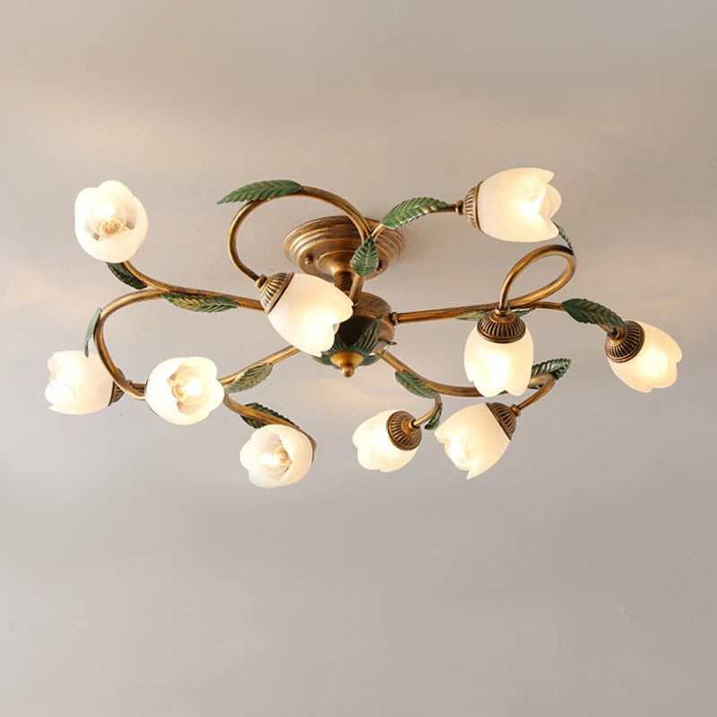 Plafonnier Led blanc fleur campagne française déco intérieur Villa salon couloir style américain