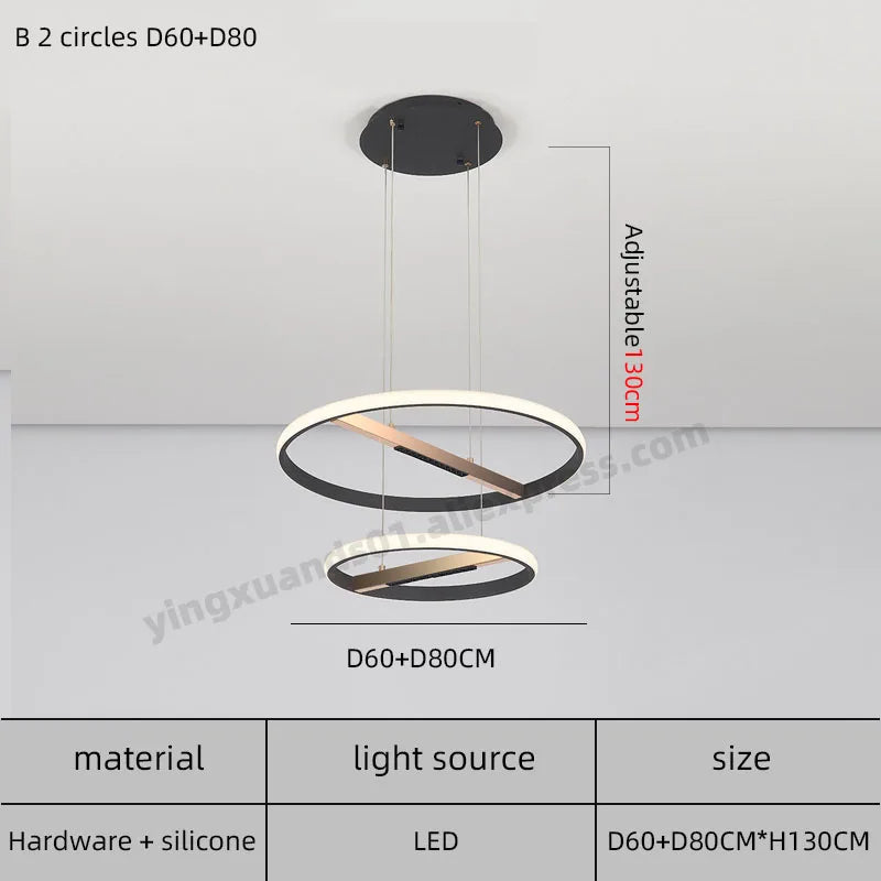 lustre moderne à anneau rond pour éclairage intérieur - vue 8 sur 11