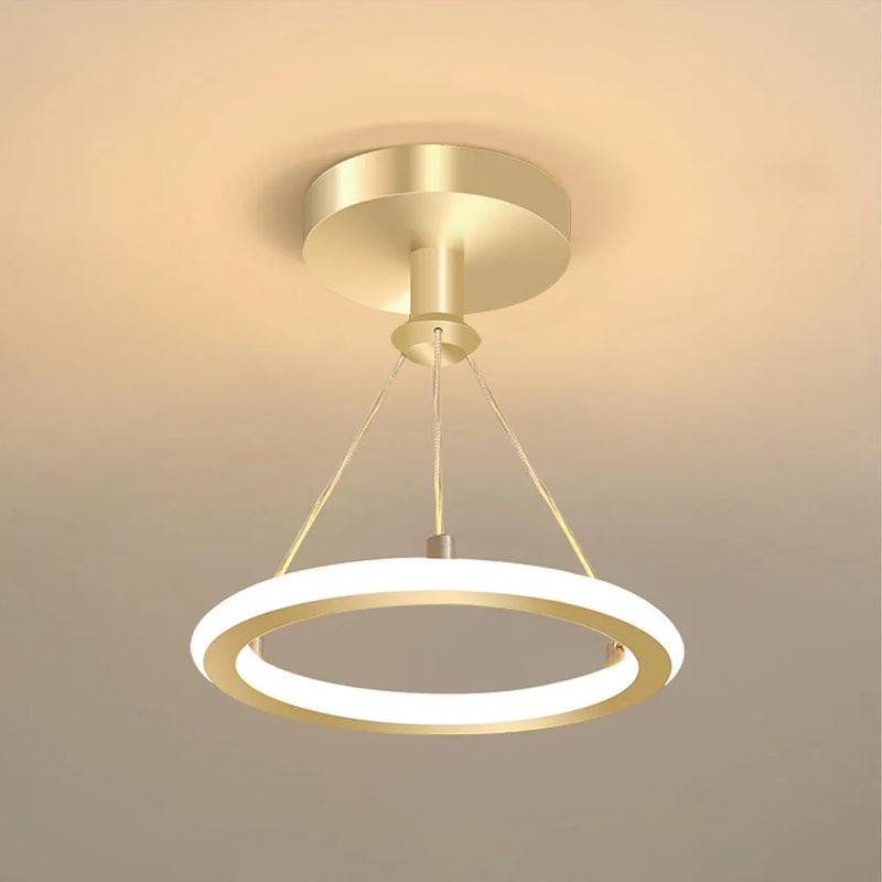 lustre led créatif nordique cercle rond éclairage restaurant