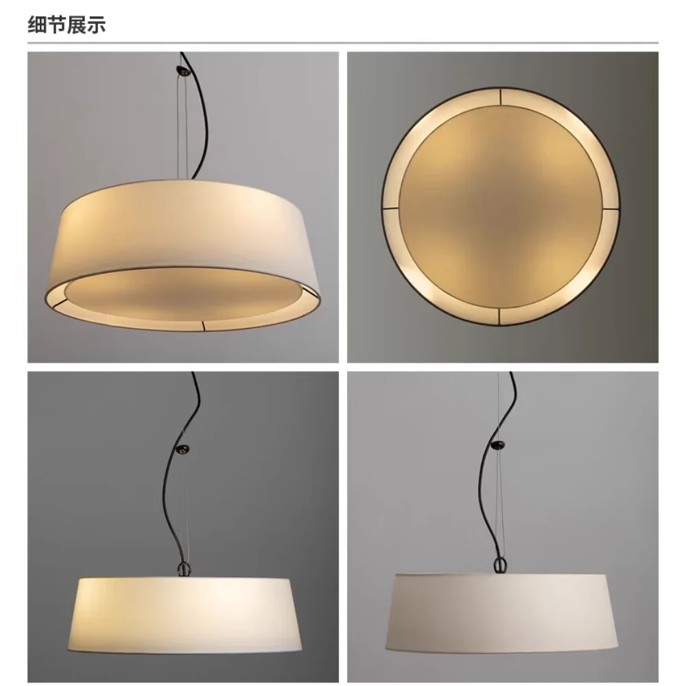 lustre lin moderne minimaliste chinois suspension japonais wabi-sabi - vue 4 sur 8