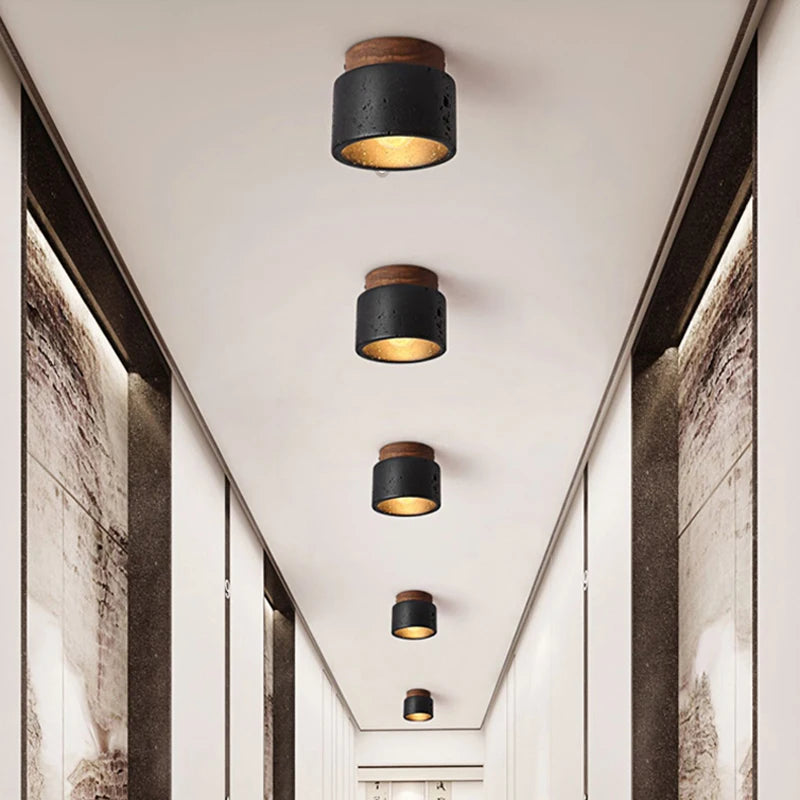 plafonnier en travertin italien pour décoration hôtel restaurant - vue 4 sur 6