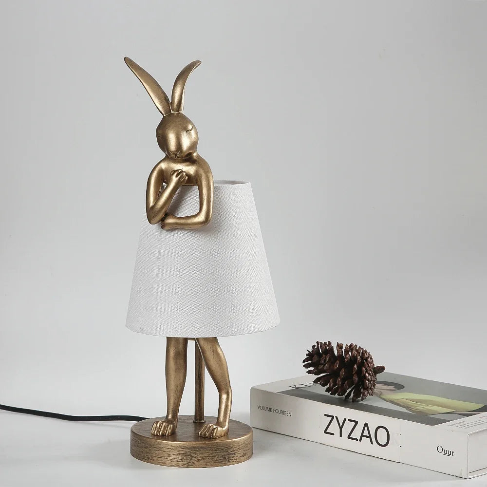 lampe de bureau lapin en résine design rétro pour décoration intérieure - vue 4 sur 12