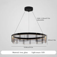 lustre moderne en verre à led pour décoration intérieure