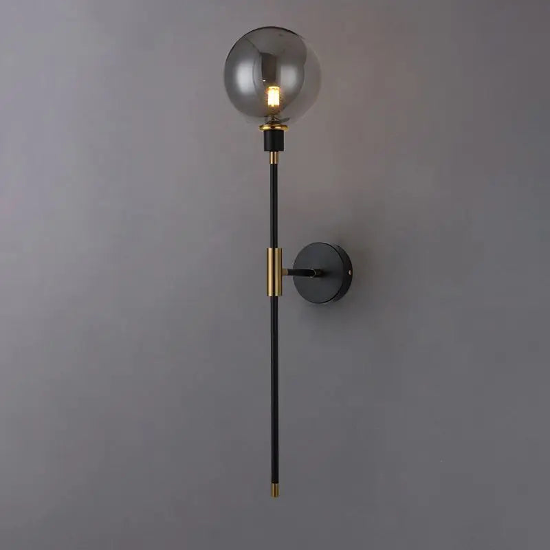 applique murale led moderne en fer avec boule de verre décorative