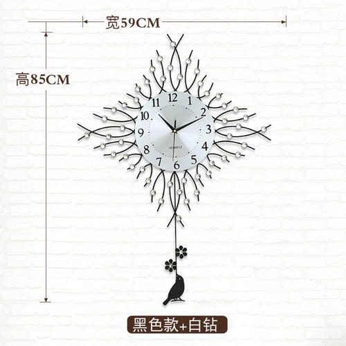 horloge murale à pendule design européen en métal unique - vue 17 sur 19