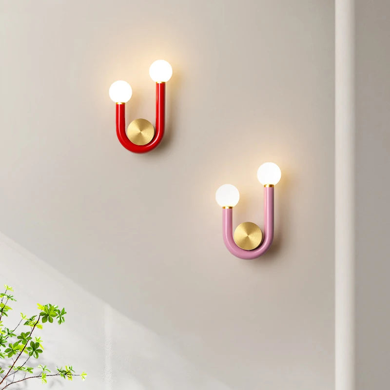 applique murale en métal tube en u décoration artistique éclairage nordique - vue 3 sur 11