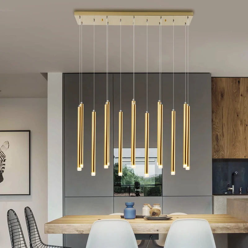 lustre nordique moderne en acier inoxydable pour villa de luxe