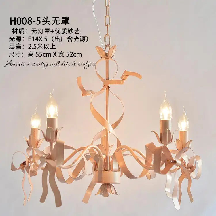 lustre en ruban rose pour chambre d'enfant élégante - vue 13 sur 14