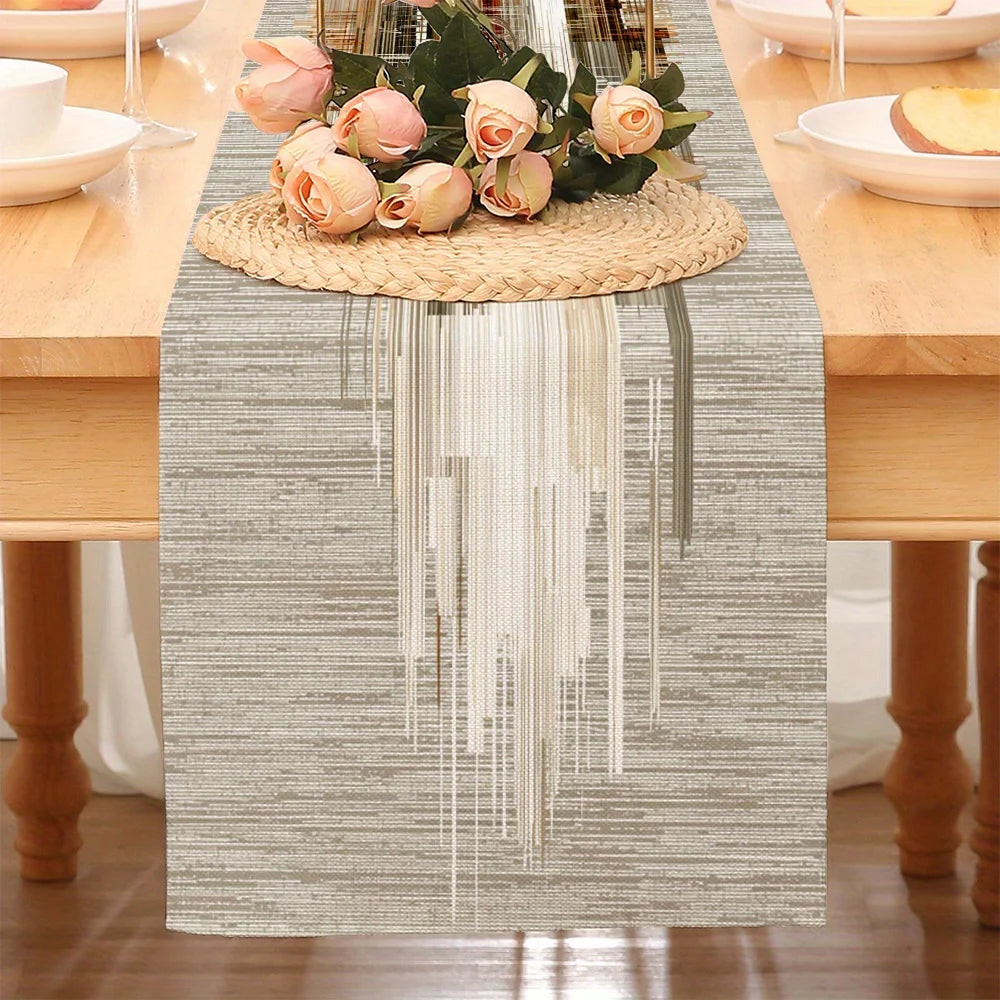 Chemin de table motifs rayures abstraites style minimaliste