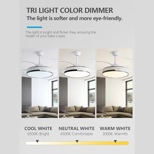 plafonnier ventilateur de plafond lumineux et silencieux - vue 2 sur 13