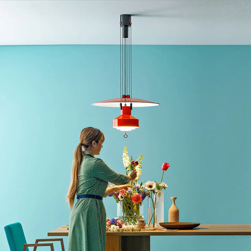 Height Adjustable Suspension Italian Designer Pendant Lamp Hanging Light For Kitchen Restaurant Living Dining Room - vue 3 sur 14