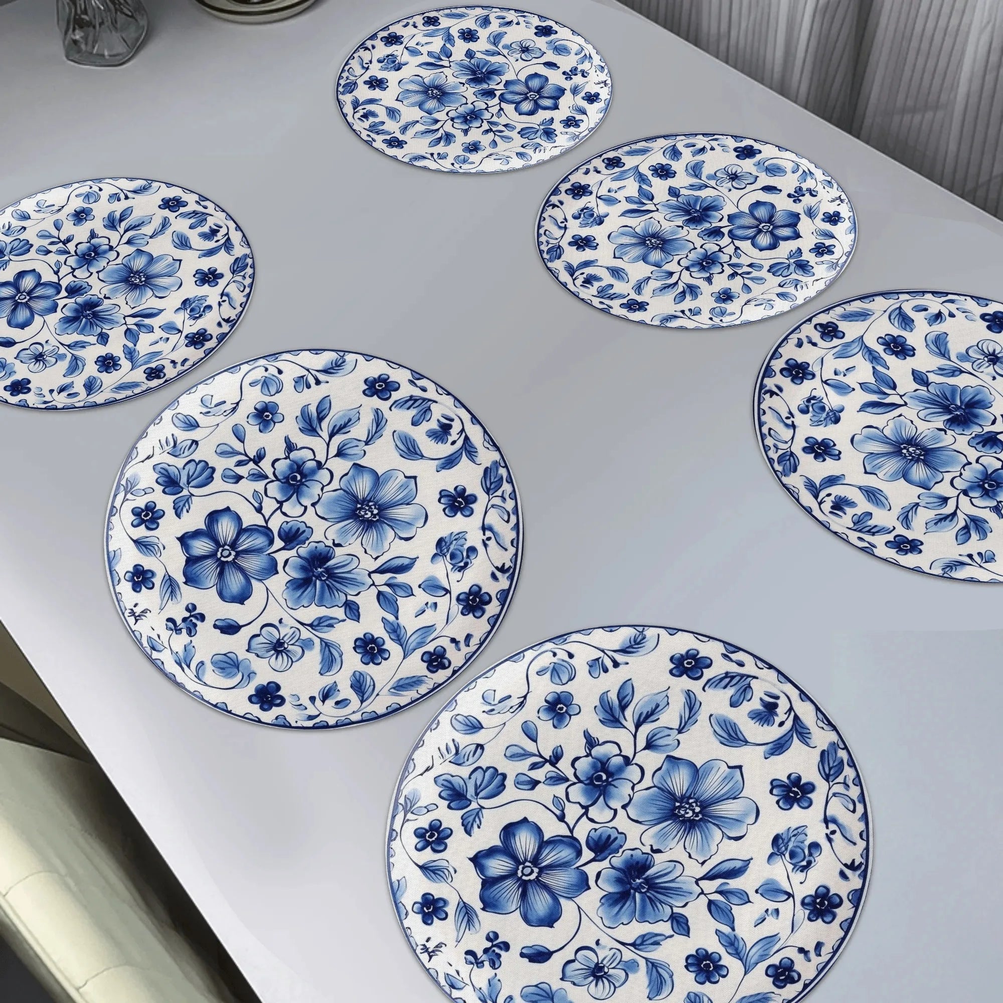 set de table fleurs champêtre bord ondulé vague