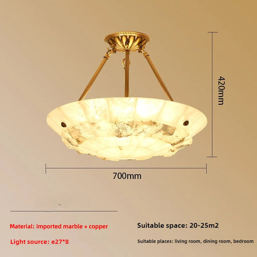 lustre minimaliste en cuivre et marbre design moderne - vue 10 sur 10