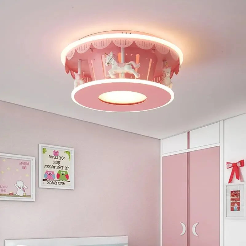 lampe de plafond led carrousel créative pour filles