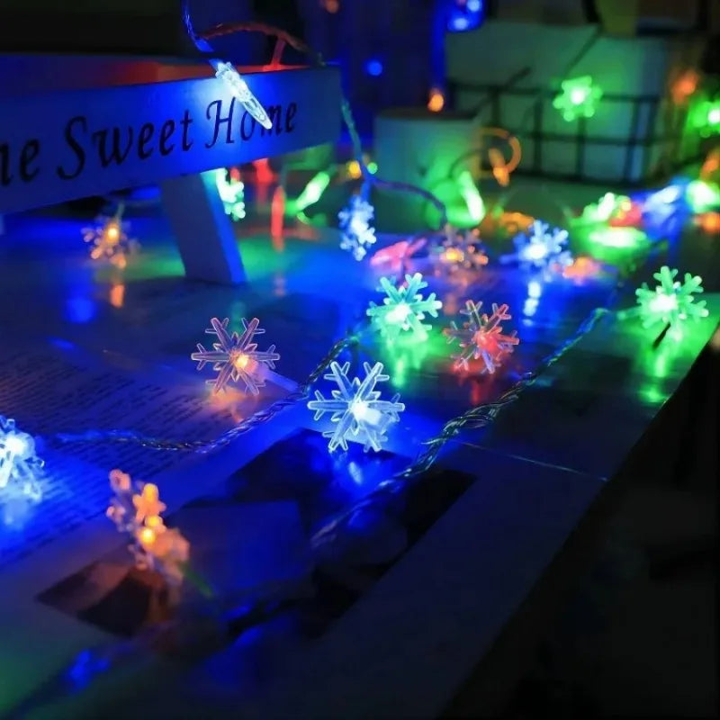 guirlande lumineuse à led flocon de neige pour fêtes et décorations - vue 4 sur 9