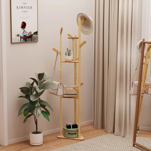 support en bambou naturel pour vêtements et accessoires décoratifs - vue 4 sur 6
