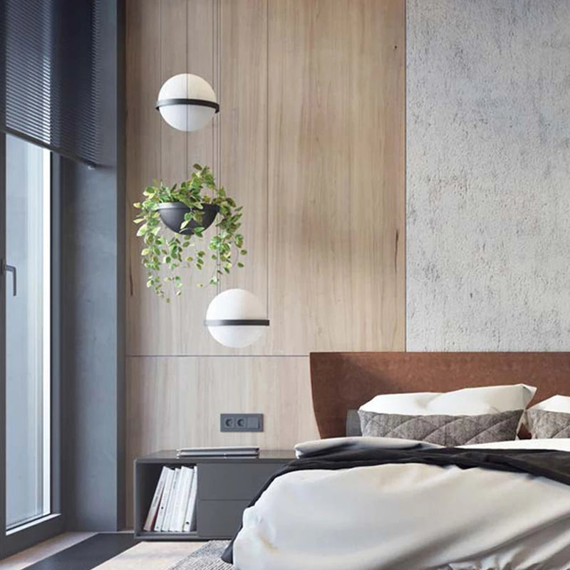 lustre moderne nordique avec pot de fleur et led intégrée