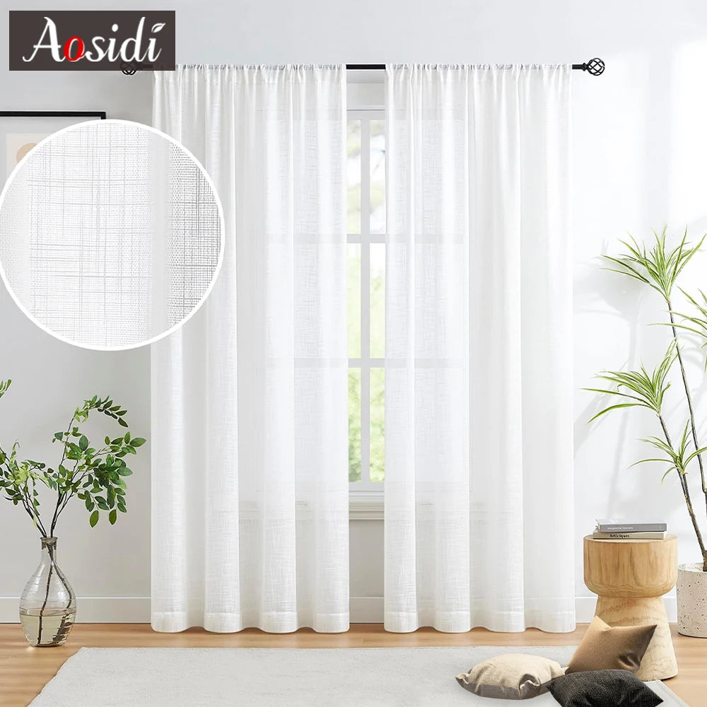 Voilage effet lin style japonais pour salon chambre - vue 2 sur 7
