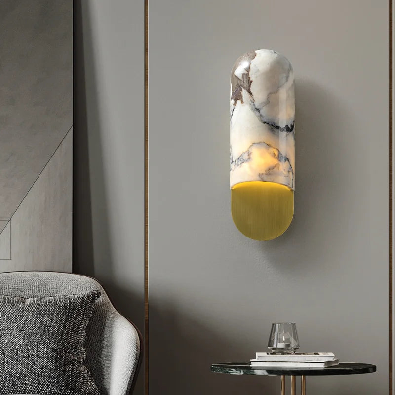 Applique murale de luxe en cuivre et marbre - vue 3 sur 8