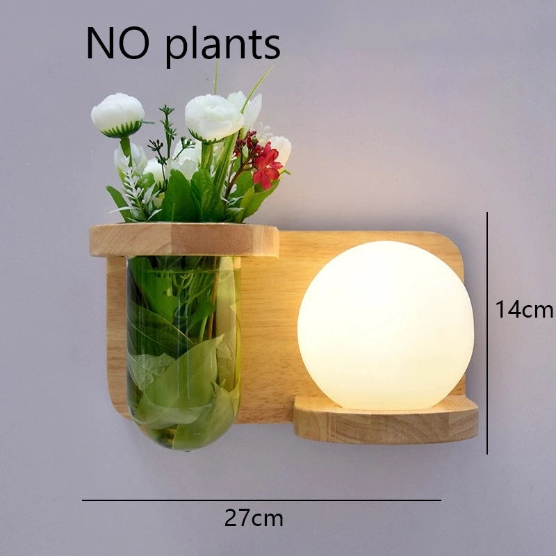 applique murale led en bois avec pot de plante nordique - vue 23 sur 23