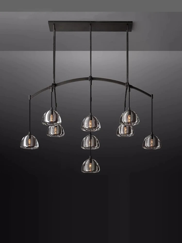 lustre vintage en cristal et cuivre pour éclairage intérieur - vue 5 sur 13