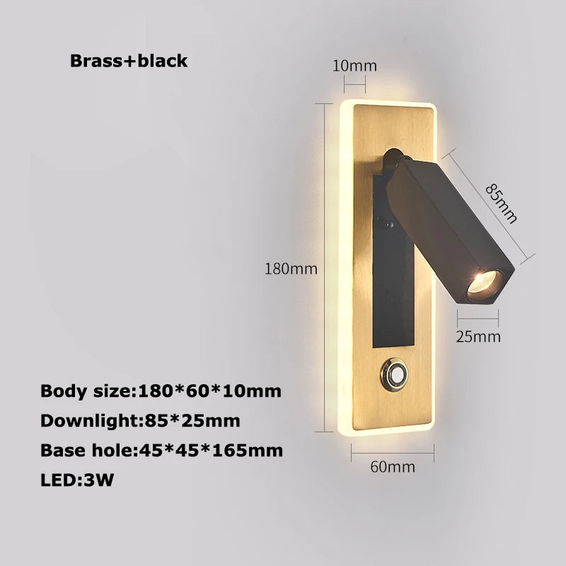applique murale led rotative avec interrupteur pour lecture - vue 7 sur 23