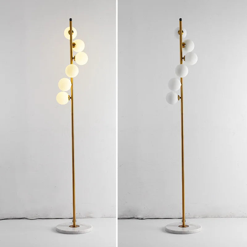 lampadaire led bicolore moderne en verre et fer marbre