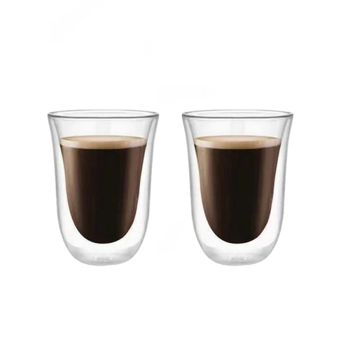 Lot 2 tasses verre double paroi isolant café